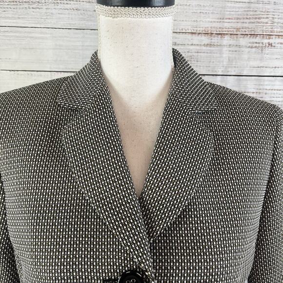 Evan Picone 2pc Blazer Skirt Suit size 6 Black Brown Tweed Career Lawyer - Picture 5 of 16